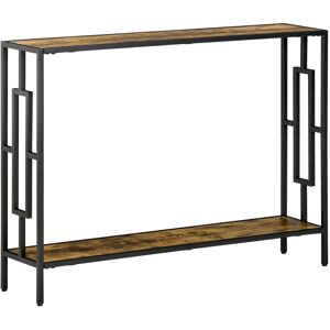 Homcom Industrial Console Table W/ Storage Shelf Black Metal Frame Rustic Brown Homcom Industrial Console Table W/ Storage Shelf Black Metal Frame Rustic Brown