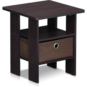 Furinno Andrey Side Table, Nightstand With Bin Drawer, Dark Walnut Furinno Andrey Side Table, Nightstand With Bin Drawer, Dark Walnut