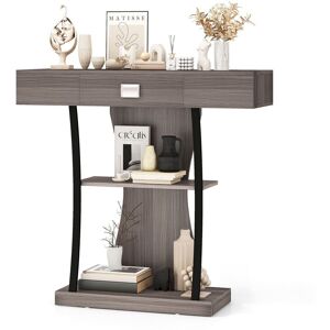 Costway T-Shaped Industrial Console Table Narrow Sofa Side Table Entryway Display Shlves Costway T-Shaped Industrial Console Table Narrow Sofa Side Table Entryway Display Shlves