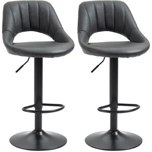 Homcom Barstools Set Of 2 Adjustable Swivel Seat Height Gas Lift Pu Leather Chairs Grey Homcom Barstools Set Of 2 Adjustable Swivel Seat Height Gas Lift Pu Leather Chairs Grey