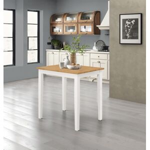 Hallowood Furniture Small Dining Table In White & Oak Finishing, Solid Wood Breakfast Kitchen Table Hallowood Furniture Small Dining Table In White & Oak Finishing, Solid Wood Breakfast Kitchen Table
