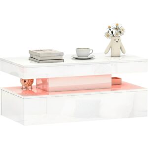 Homcom Led Coffee Table With Storage, High Gloss Living Room Table, White Xmas Homcom Led Coffee Table With Storage, High Gloss Living Room Table, White Xmas