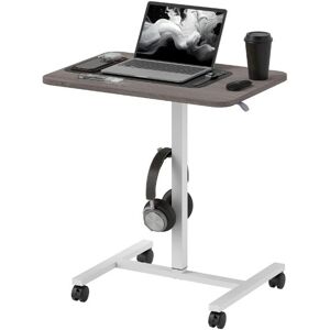 Homcom Standing Desk Mobile Overbed Table W/ Wheels For Home Office Grey Homcom Standing Desk Mobile Overbed Table W/ Wheels For Home Office Grey