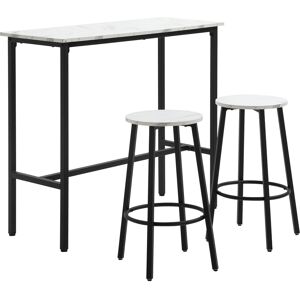 Homcom 3 Piece Bar Table Set For 2 With Stools Steel Frame Footrest White Homcom 3 Piece Bar Table Set For 2 With Stools Steel Frame Footrest White