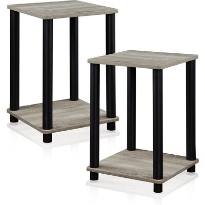Furinno Haydn Side Table - Small, Wooden, French Oak Gray/Black Furinno Haydn Side Table - Small, Wooden, French Oak Gray/Black