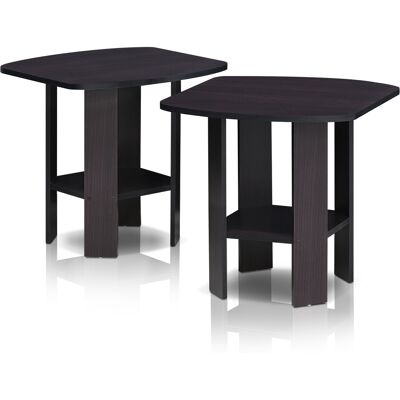 Furinno - Simple Design End Table - Dark Walnut - Set Of 2 - End Table Furinno - Simple Design End Table - Dark Walnut - Set Of 2 - End Table