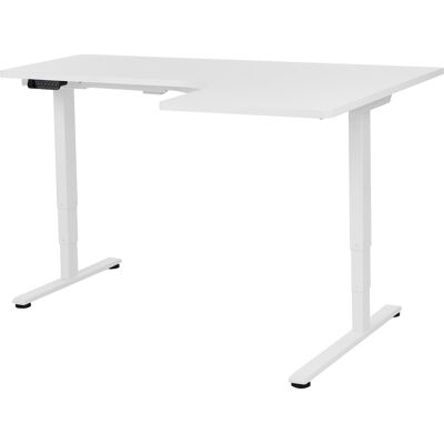 Beliani Electric Corner Desk White 160x59cm Adjustable Modern L-Shape Beliani Electric Corner Desk White 160x59cm Adjustable Modern L-Shape