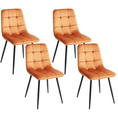 Beliani Modern Scandinavian Orange Velvet Dining Chair - Dining Furniture Beliani Modern Scandinavian Orange Velvet Dining Chair - Dining Furniture