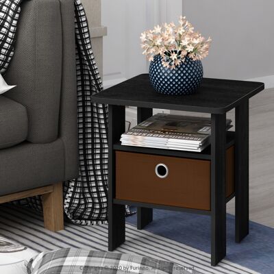Furinno Andrey End Table - Nightstand with Drawer, Medium Brown Furinno Andrey End Table - Nightstand with Drawer, Medium Brown
