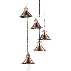 Litecraft Ceiling Pendant Industrial Cluster 5 Light - Antique Copper Clearance Litecraft Ceiling Pendant Industrial Cluster 5 Light - Antique Copper Clearance