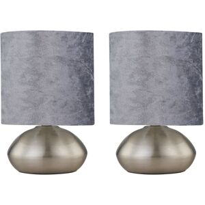 Firstchoicelighting Set Of 2 Brushed Chrome Touch Bedside Lamps Table Lights Grey Velvet Shade Firstchoicelighting Set Of 2 Brushed Chrome Touch Bedside Lamps Table Lights Grey Velvet Shade