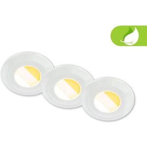 Briloner Led Downlights Set 3x Recessed Lights 4.9w Dimmable Cct Ip44 9cm White Eco Frame Briloner Led Downlights Set 3x Recessed Lights 4.9w Dimmable Cct Ip44 9cm White Eco Frame