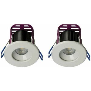 2 X Robus 'Ramada' Dimmable Led Downlights 3000k - 7w (White / Brushed Chrome) 2 X Robus 'Ramada' Dimmable Led Downlights 3000k - 7w (White / Brushed Chrome)