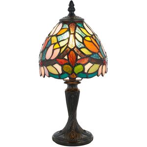 Thatcable Tiffany Glass Table Lamp Light Vintage Dark Bronze & Multi Colour Shade I00230 Thatcable Tiffany Glass Table Lamp Light Vintage Dark Bronze & Multi Colour Shade I00230