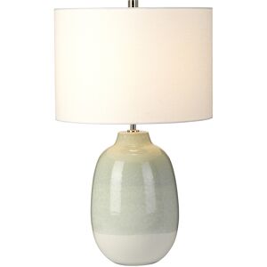 Loops Table Lamp Pale Green to White White Faux Linen Drum Shade LED E27 60W Bulb - Table Lamp Loops Table Lamp Pale Green to White White Faux Linen Drum Shade LED E27 60W Bulb - Table Lamp