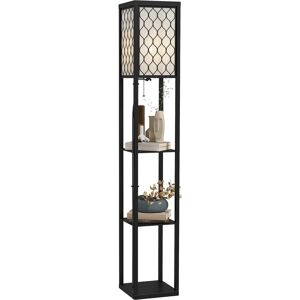 Homcom Modern Floor Lamp Light With 3 Shelves Fabric Lampshade Black Homcom Modern Floor Lamp Light With 3 Shelves Fabric Lampshade Black