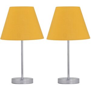 Firstchoicelighting Set Of 2 Modern Chrome 35cm Table Lamp Bedside Light Ochre Shade Firstchoicelighting Set Of 2 Modern Chrome 35cm Table Lamp Bedside Light Ochre Shade