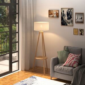 Homcom Bedside Light Free Standing Floor Lamp Tripod Holder Storage Shelf Linen Shade Homcom Bedside Light Free Standing Floor Lamp Tripod Holder Storage Shelf Linen Shade