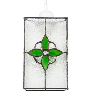 Happy Homewares Traditional Clear Glass Tiffany Style Pendant Light Shade With Green Panels B... Happy Homewares Traditional Clear Glass Tiffany Style Pendant Light Shade With Green Panels B...