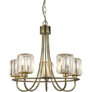 Loops Multi Arm Hanging Ceiling Pendant Light Antique Brass & Clear Glass 5x 6w E14 Loops Multi Arm Hanging Ceiling Pendant Light Antique Brass & Clear Glass 5x 6w E14