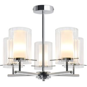Long Life Lamp Company 5 Lights Chrome Ceiling Light Semi Flush Glass Shade Lantern Chandelier K415 Long Life Lamp Company 5 Lights Chrome Ceiling Light Semi Flush Glass Shade Lantern Chandelier K415