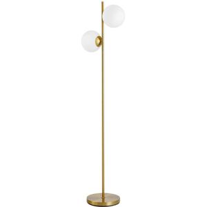 Homcom 2 Glass Shade Floor Lamp Metal Pole Modern Decorative Floor Switch Gold Homcom 2 Glass Shade Floor Lamp Metal Pole Modern Decorative Floor Switch Gold