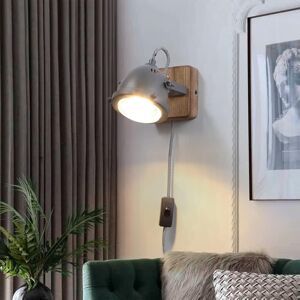 Modern Plug In Cord Grey Wood Led Wall Lamp - Vintage Industrial Wall Sconce Lig Modern Plug In Cord Grey Wood Led Wall Lamp - Vintage Industrial Wall Sconce Lig