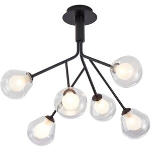 Happy Homewares Modern Designer Matte Black 6-Arm Ceiling Light With Opal And Clear Glass Sha... Happy Homewares Modern Designer Matte Black 6-Arm Ceiling Light With Opal And Clear Glass Sha...