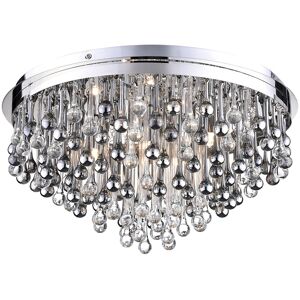 Litecraft Ceiling Light Flush Mount With Glass Teardrop Droplets - Polish Chrome Litecraft Ceiling Light Flush Mount With Glass Teardrop Droplets - Polish Chrome