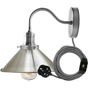 Ledsone Industrial Style Led Wall Light Plug-In Night Light E27 Retro Metal Satin Nickel Ledsone Industrial Style Led Wall Light Plug-In Night Light E27 Retro Metal Satin Nickel