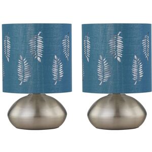 Firstchoicelighting Set Of 2 Brushed Chrome Touch Bedside Lamps Table Lights Teal Fern Shade Firstchoicelighting Set Of 2 Brushed Chrome Touch Bedside Lamps Table Lights Teal Fern Shade