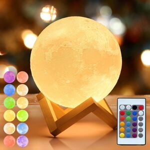 Mydethun16 Colors Led 3d Moon Lamp With Wooden Stand, 4.7 Inches - Remote Contr Mydethun16 Colors Led 3d Moon Lamp With Wooden Stand, 4.7 Inches - Remote Contr