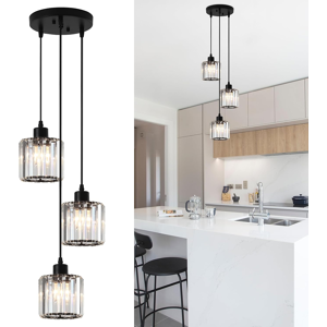 Does Not Apply Black Chandelier Modern Crystal Chandelier, 3 Lights Pendant Ceiling Light, E27 Does Not Apply Black Chandelier Modern Crystal Chandelier, 3 Lights Pendant Ceiling Light, E27