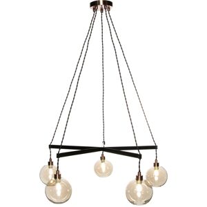 Litecraft Ceiling Pendant Champagne Tinted Glass Ball 5 Light - Copper Clearance Litecraft Ceiling Pendant Champagne Tinted Glass Ball 5 Light - Copper Clearance