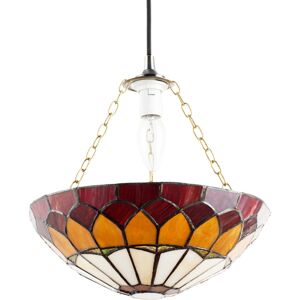 Happy Homewares Amber And Red Stained Glass Domed Tiffany Pendant Lamp Shade With Chain By Ha... Happy Homewares Amber And Red Stained Glass Domed Tiffany Pendant Lamp Shade With Chain By Ha...