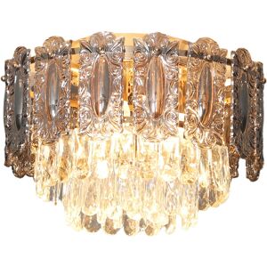 Homcom Vintage Ceiling Light With Dual Crystal And Smoke Glass Shade, Gold Homcom Vintage Ceiling Light With Dual Crystal And Smoke Glass Shade, Gold