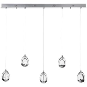 Litecraft Visconte Bulla Ceiling Pendant Bar Integrated Led 5 Light - Polished Chrome Litecraft Visconte Bulla Ceiling Pendant Bar Integrated Led 5 Light - Polished Chrome