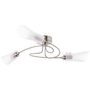 Litecraft Fiji Ceiling Light Semi Flush 3 Arm With Glass Shades - Brushed Chrome Litecraft Fiji Ceiling Light Semi Flush 3 Arm With Glass Shades - Brushed Chrome