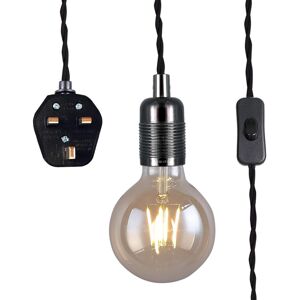 Shiny Star Black Pendant Light Fitting With Plug-In, Vintage Style Hanging Light Kit E27 L Shiny Star Black Pendant Light Fitting With Plug-In, Vintage Style Hanging Light Kit E27 L