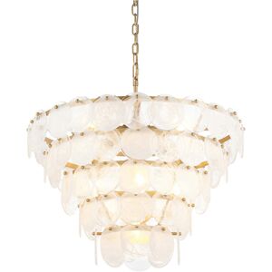 Loops Hanging Ceiling Pendant Light Antique Gold With White & Clear Glass 9x 6w E14 Loops Hanging Ceiling Pendant Light Antique Gold With White & Clear Glass 9x 6w E14