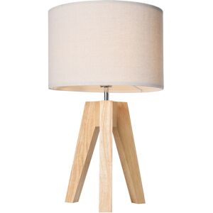Litecraft Devlin Table Lamp Wooden Tripod Base With Cream Drum Shade - Natural Litecraft Devlin Table Lamp Wooden Tripod Base With Cream Drum Shade - Natural