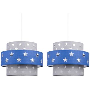 Firstchoicelighting Pair Of Blue Grey Star Cut Out 2 Tier Easy Fit Ceiling Light Shade Pendants Firstchoicelighting Pair Of Blue Grey Star Cut Out 2 Tier Easy Fit Ceiling Light Shade Pendants