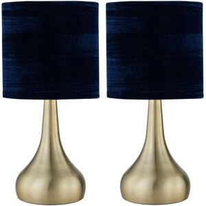 Firstchoicelighting Set Of 2 Antique Brass Touch Table Lamps Bedside Lights Navy Blue Velvet Shade Firstchoicelighting Set Of 2 Antique Brass Touch Table Lamps Bedside Lights Navy Blue Velvet Shade