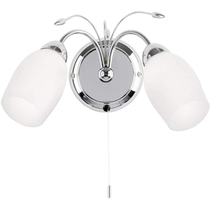 Does Not Apply Meadow Chrome Plated & Frosted Glass Twin Wall Light With Pull Cord Switch Does Not Apply Meadow Chrome Plated & Frosted Glass Twin Wall Light With Pull Cord Switch