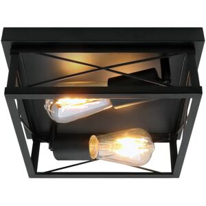 Long Life Lamp Company Industrial Black Ceiling Light Square 2 Light Box Lantern Flush Mounted K438 Long Life Lamp Company Industrial Black Ceiling Light Square 2 Light Box Lantern Flush Mounted K438