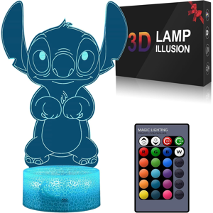 Does Not Apply Stitch Lamp: 3d Illusion Night Light With Touch & Remote Control, 16 Colours Ani Does Not Apply Stitch Lamp: 3d Illusion Night Light With Touch & Remote Control, 16 Colours Ani
