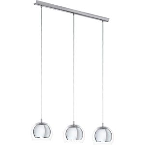 Chrome Pendant Ceiling Light - Clear Glass Shade - E27 3x40W Chrome Pendant Ceiling Light - Clear Glass Shade - E27 3x40W
