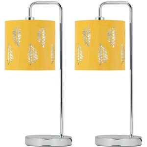 Firstchoicelighting Set Of 2 Modern Chrome 46cm Table Lamps Bedside Lights Ochre Yellow Leaf Shades Firstchoicelighting Set Of 2 Modern Chrome 46cm Table Lamps Bedside Lights Ochre Yellow Leaf Shades