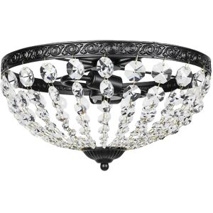 Homcom Chandelier Crystal Ceiling Light Decoration With E14 Base 2-Lights Black Homcom Chandelier Crystal Ceiling Light Decoration With E14 Base 2-Lights Black
