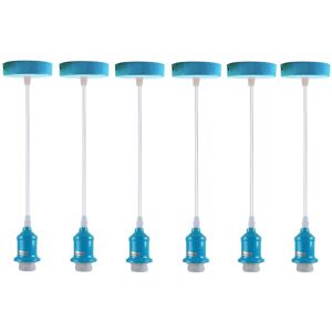 Ledsone 6 Pack Industrial Pendant Light Fitting, Lampshade Addable E27 Lamp Blue Holder Ledsone 6 Pack Industrial Pendant Light Fitting, Lampshade Addable E27 Lamp Blue Holder